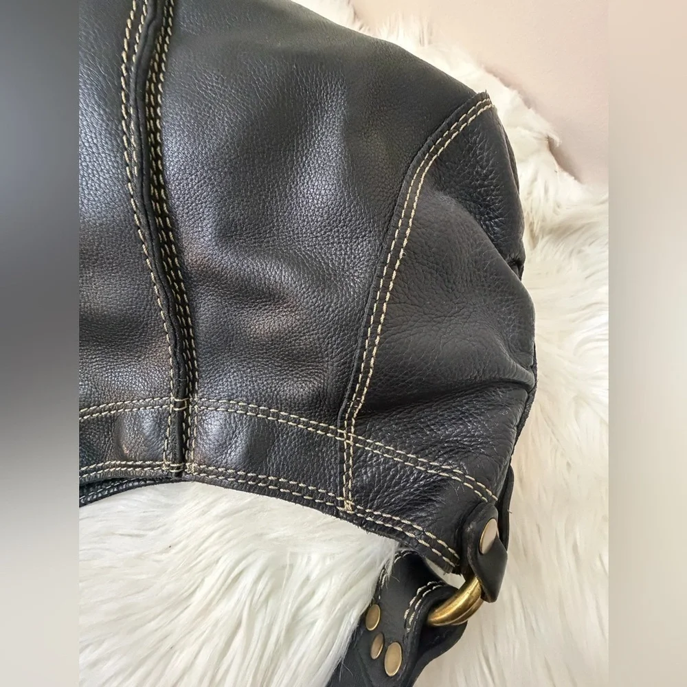 Lucky Brand Black Hobo Bag with Gold Accents